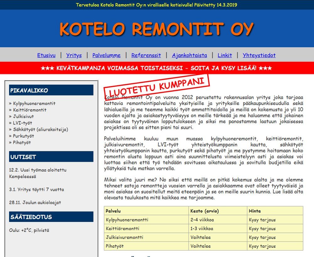 Vanha nettisivu